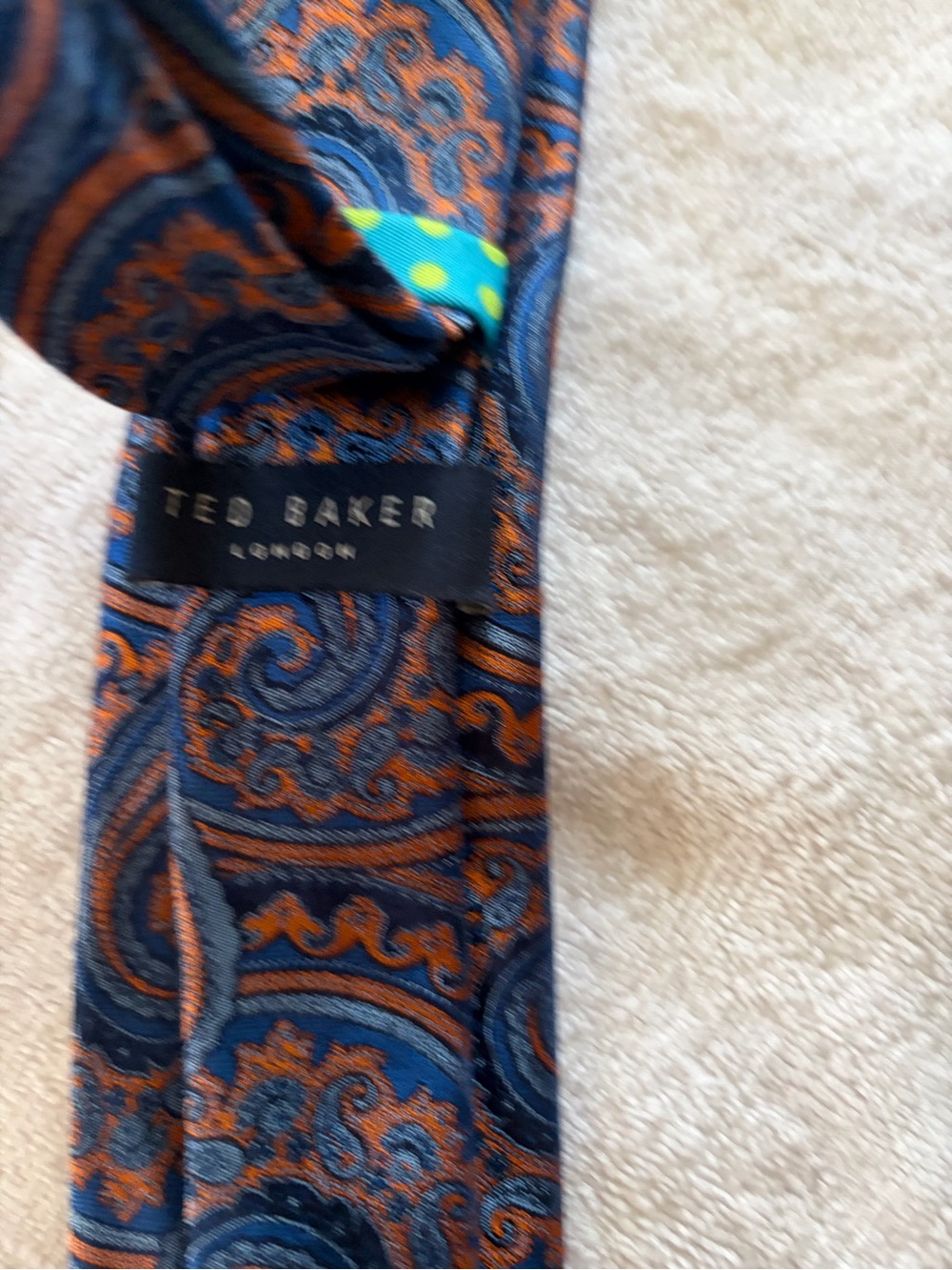 Ted Baker Navy and Orange Paisley Silk Tie